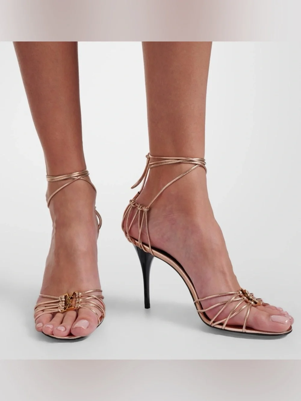 SAINT LAURENT Babylone 90 YSL logo strappy heels sandals - Picture 6 of 7